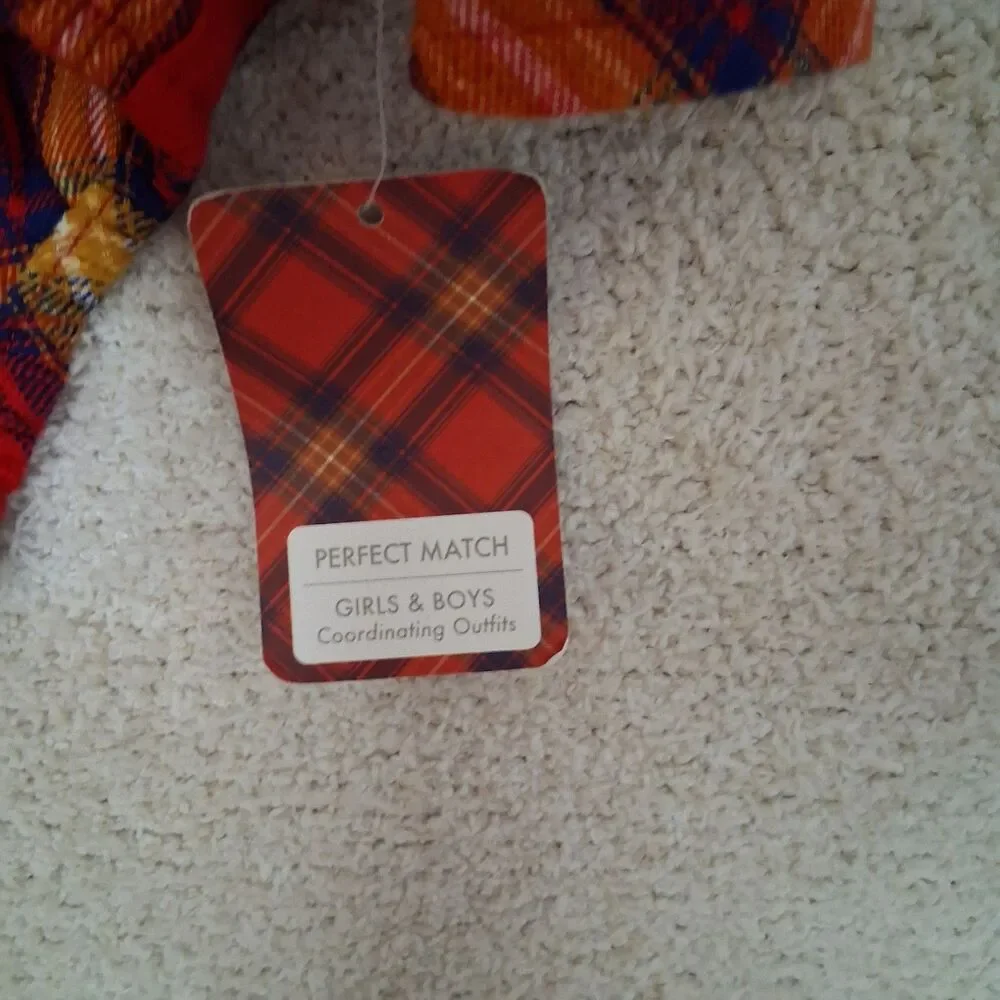 NWT Cotton Baby Red Plaid Sz Unisex 12 Months One Piece Long Sleeve Family Photo